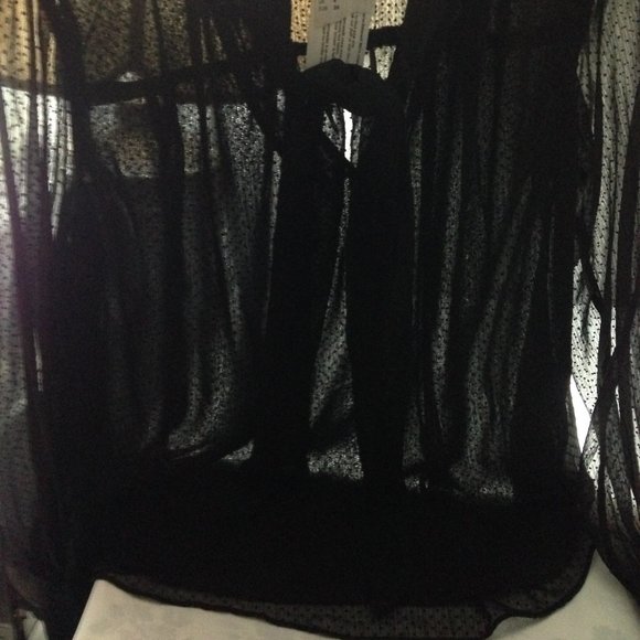 H&M Beautiful Loose Sheer Tie Front Blouse, 4, NWT - Picture 2 of 13